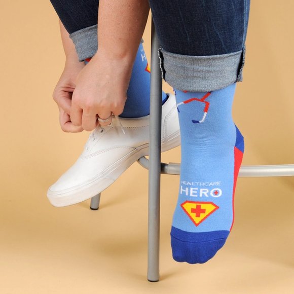 Health Care Heroes -Superheroes- Novelty Socks L/X - Picture 3 of 9